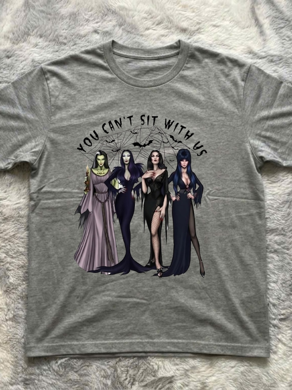 Gildan Gray 'You Can't Sit With Us' Gothic Women Graphic Tee